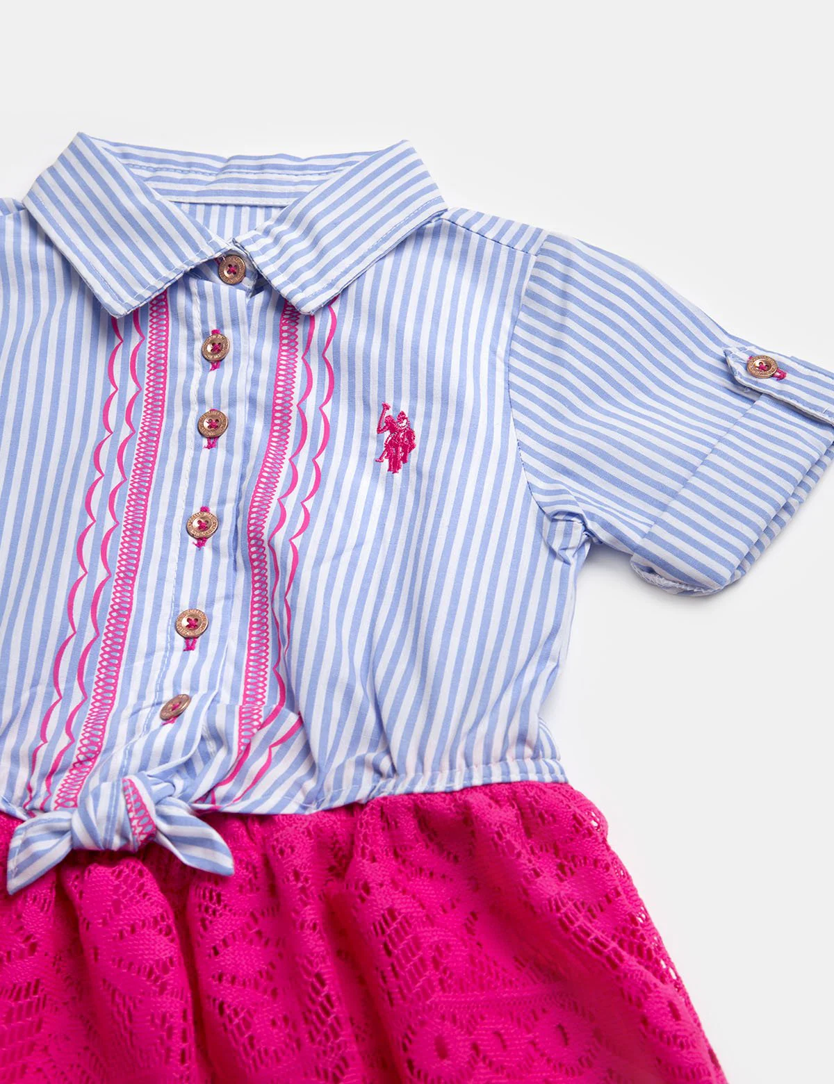 GIRLS DRESS WITH STRIPES AND LACE - Image 2