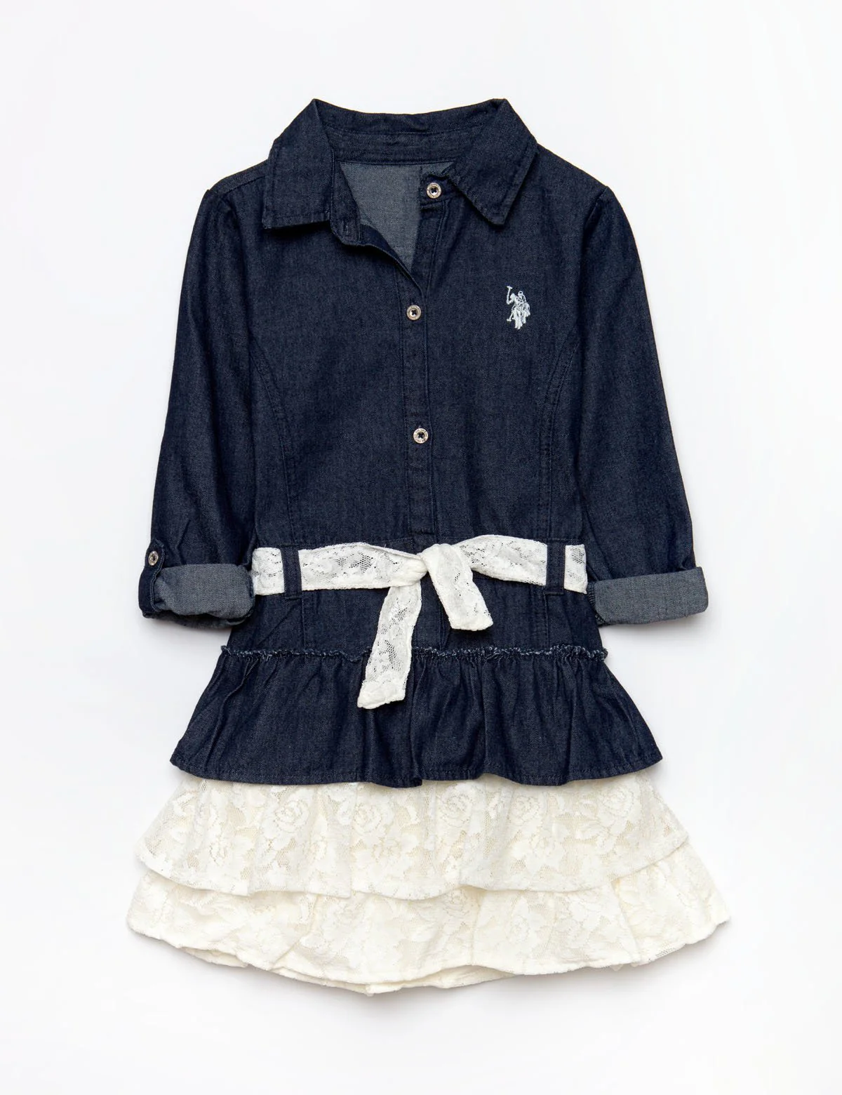 GIRLS LACE & DENIM DRESS - Image 4