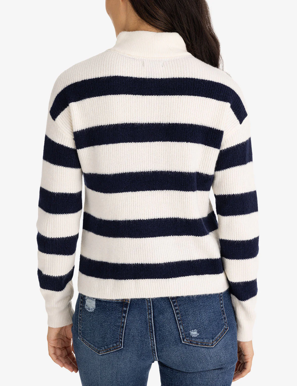 HALF ZIP MOCK NECK STRIPE SWEATER - Image 4
