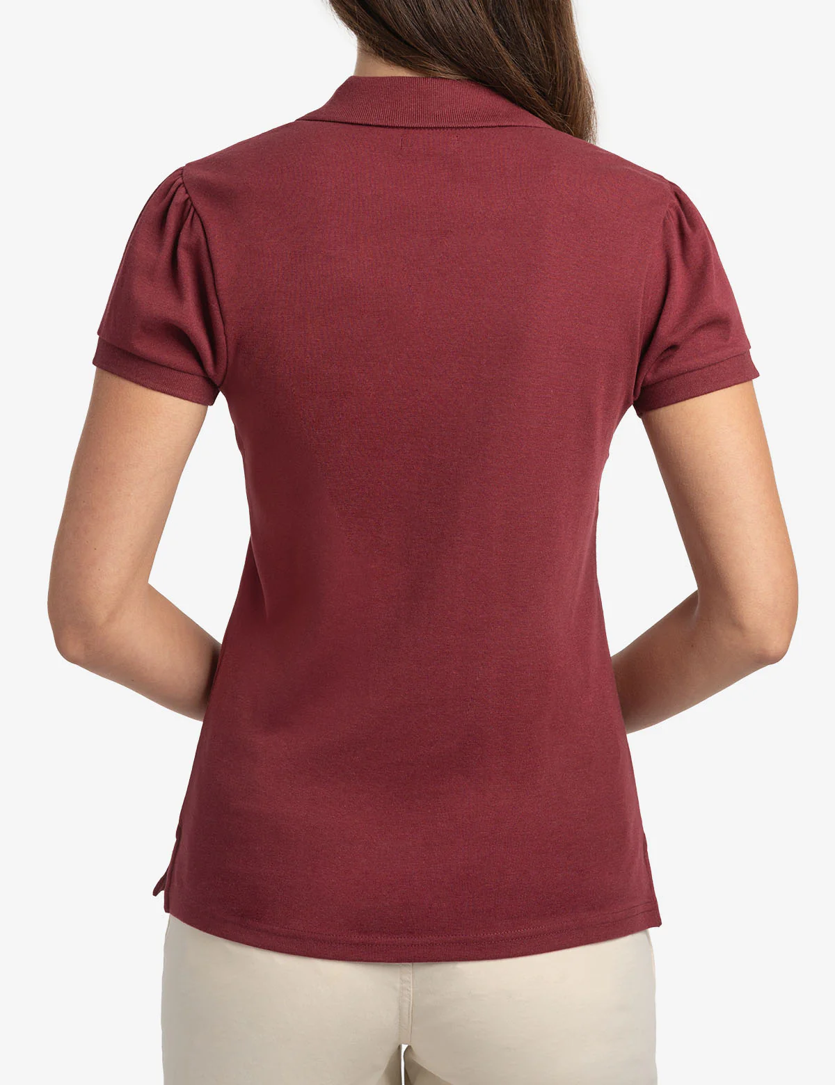 HALF ZIP PUFF SLEEVE HEATHER POLO SHIRT - Image 16