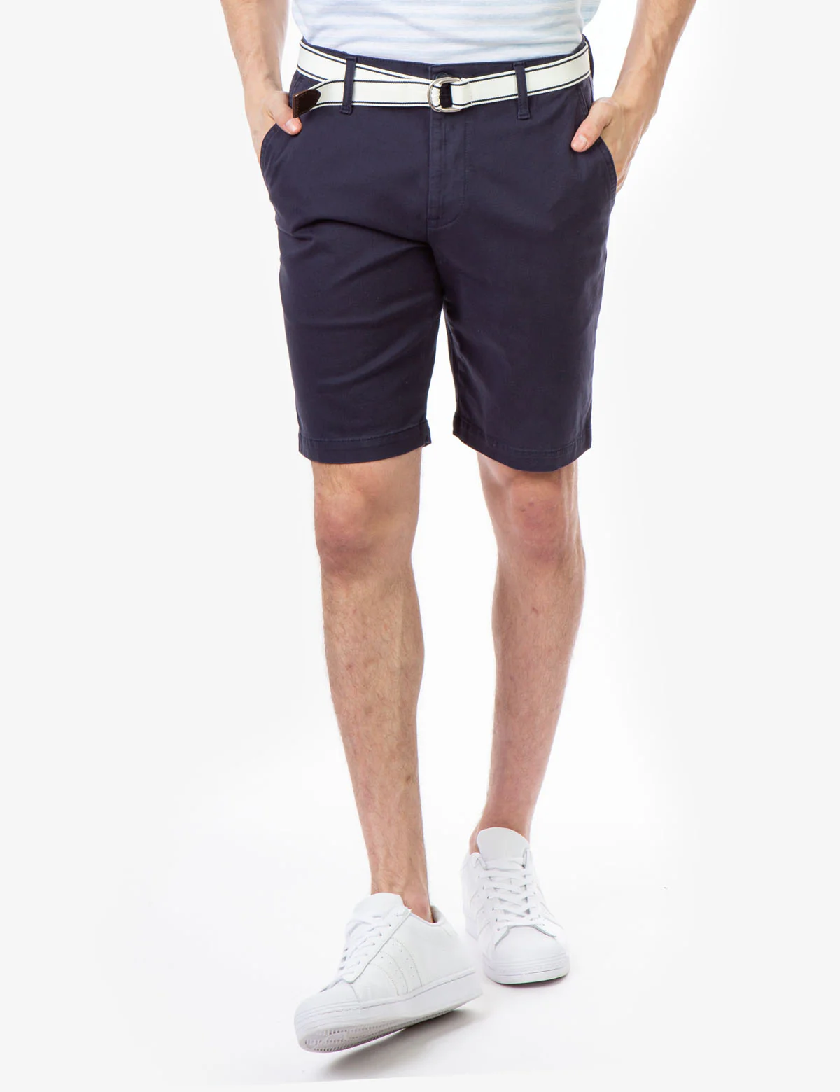 HARTFORD STRETCH TWILL BELTED SHORTS