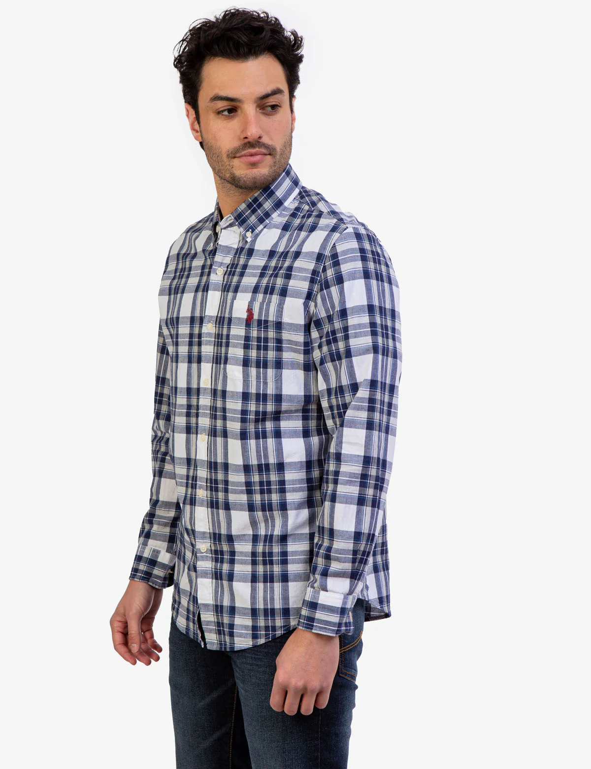 HEATHER POPLIN PLAID LONG SLEEVE SHIRT - Image 3