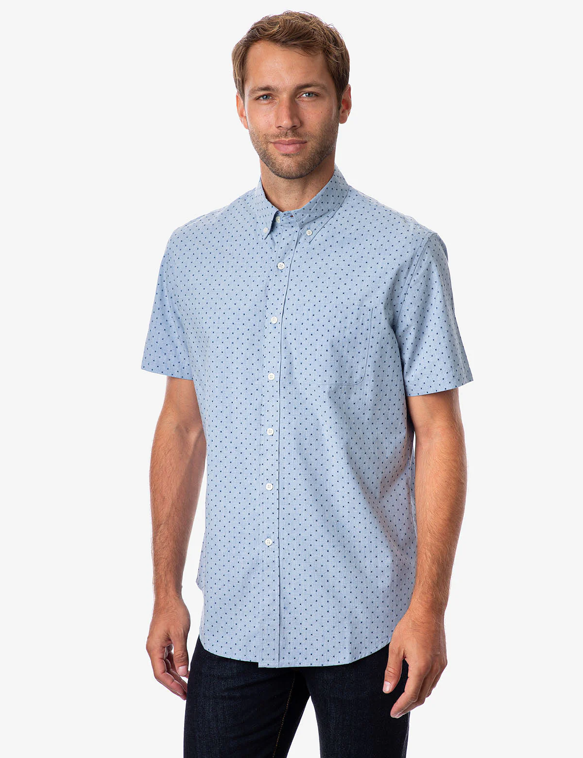 HEATHER POPLIN DOT SHIRT