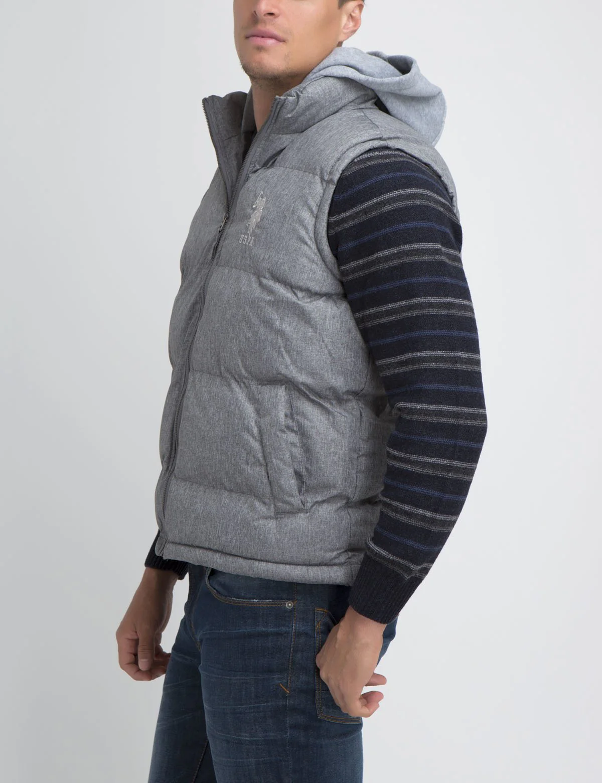 HEATHER VEST WITH FLEECE HOOD - Image 4