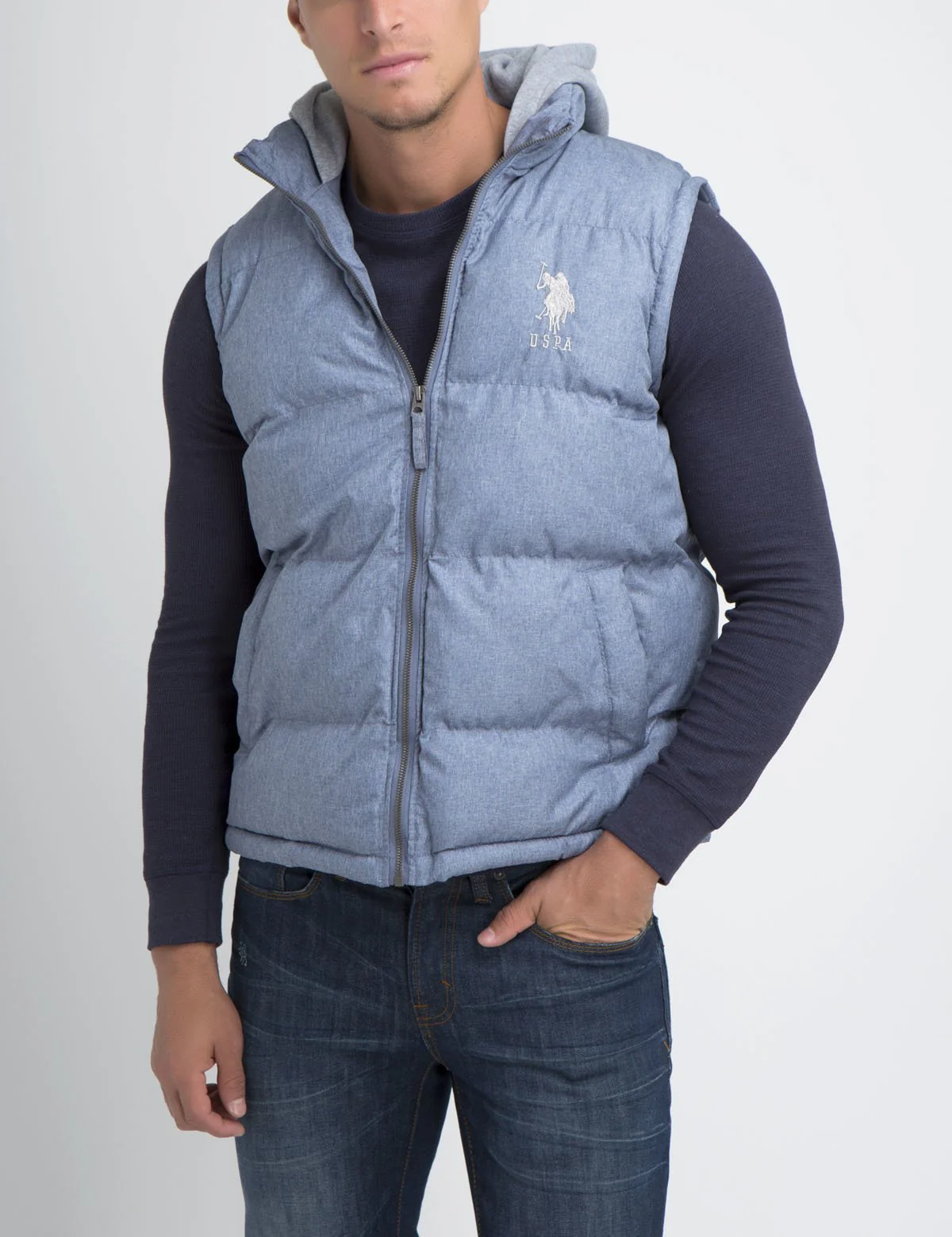 HEATHER VEST WITH FLEECE HOOD - Image 7