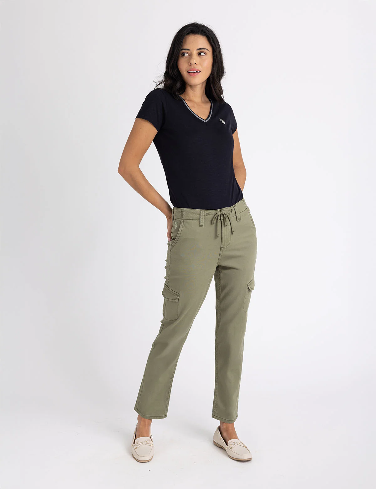 HIGH RISE CARGO DRAWSTRING PANT - Image 2