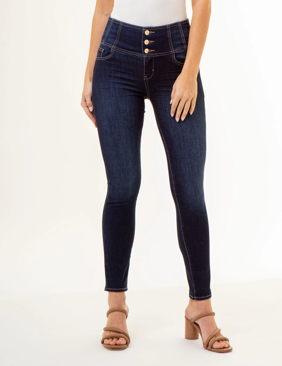 HIGH RISE CORSET SKINNY JEANS
