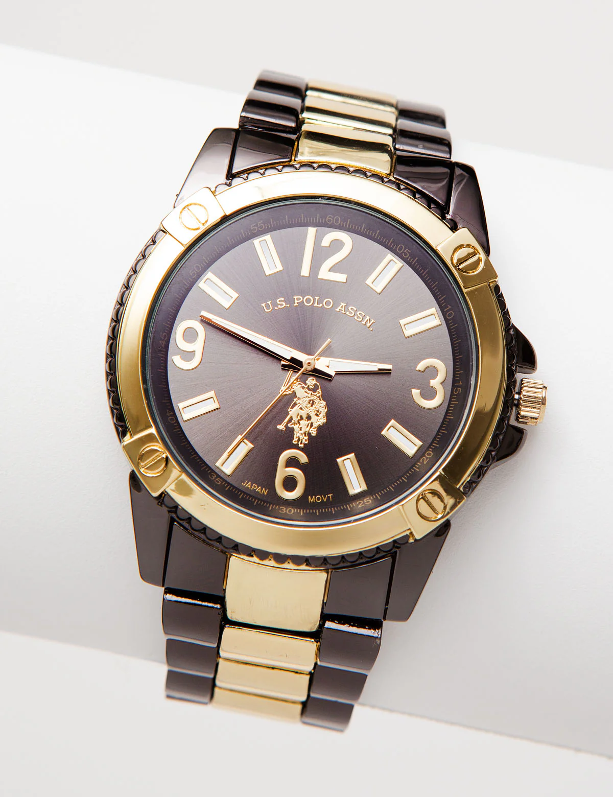 HIS AND HER'S BLACK AND GOLD BRACELET WATCH SET - Image 2