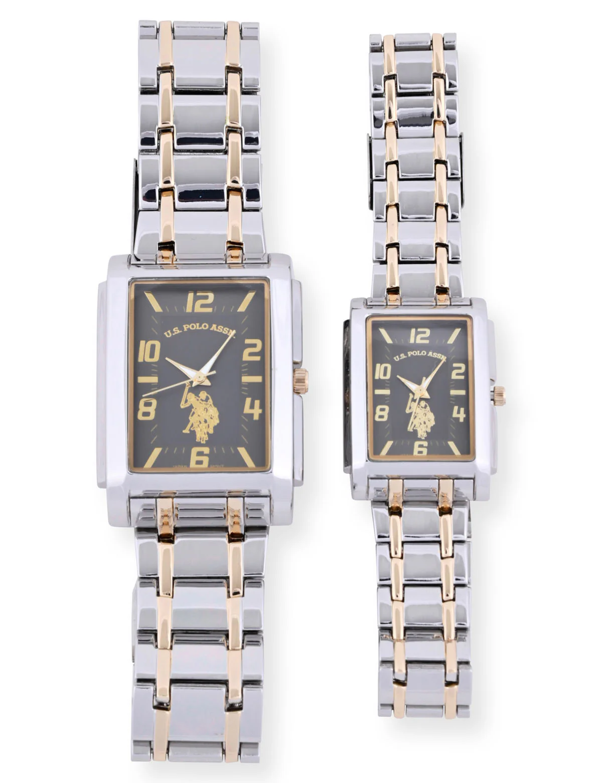 HIS AND HERS BLACK AND GOLD TWO TONE WATCH SET - Image 3