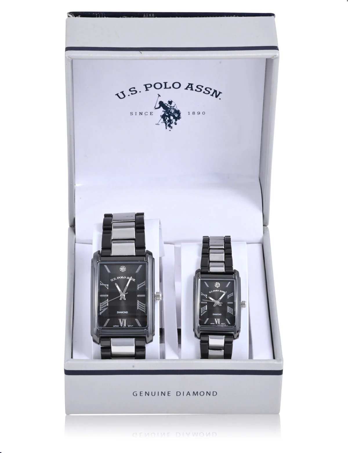 HIS AND HERS BLACK AND SILVER DIAMOND WATCH SET - Image 2
