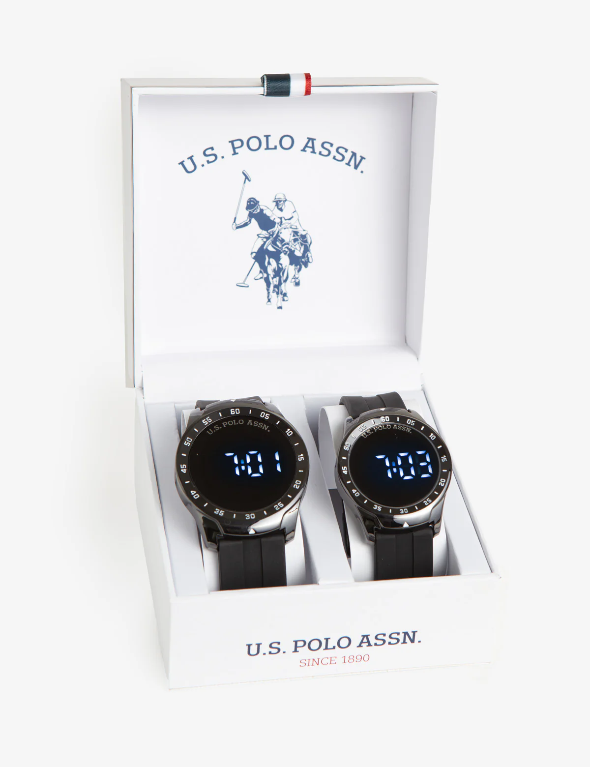 HIS AND HERS BLACK RUBBER LED WATCH SET