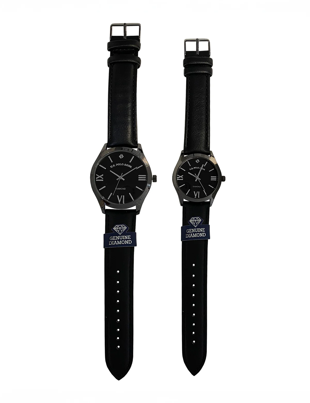 HIS AND HERS BLACK STRAP DIAMOND WATCH SET - Image 3