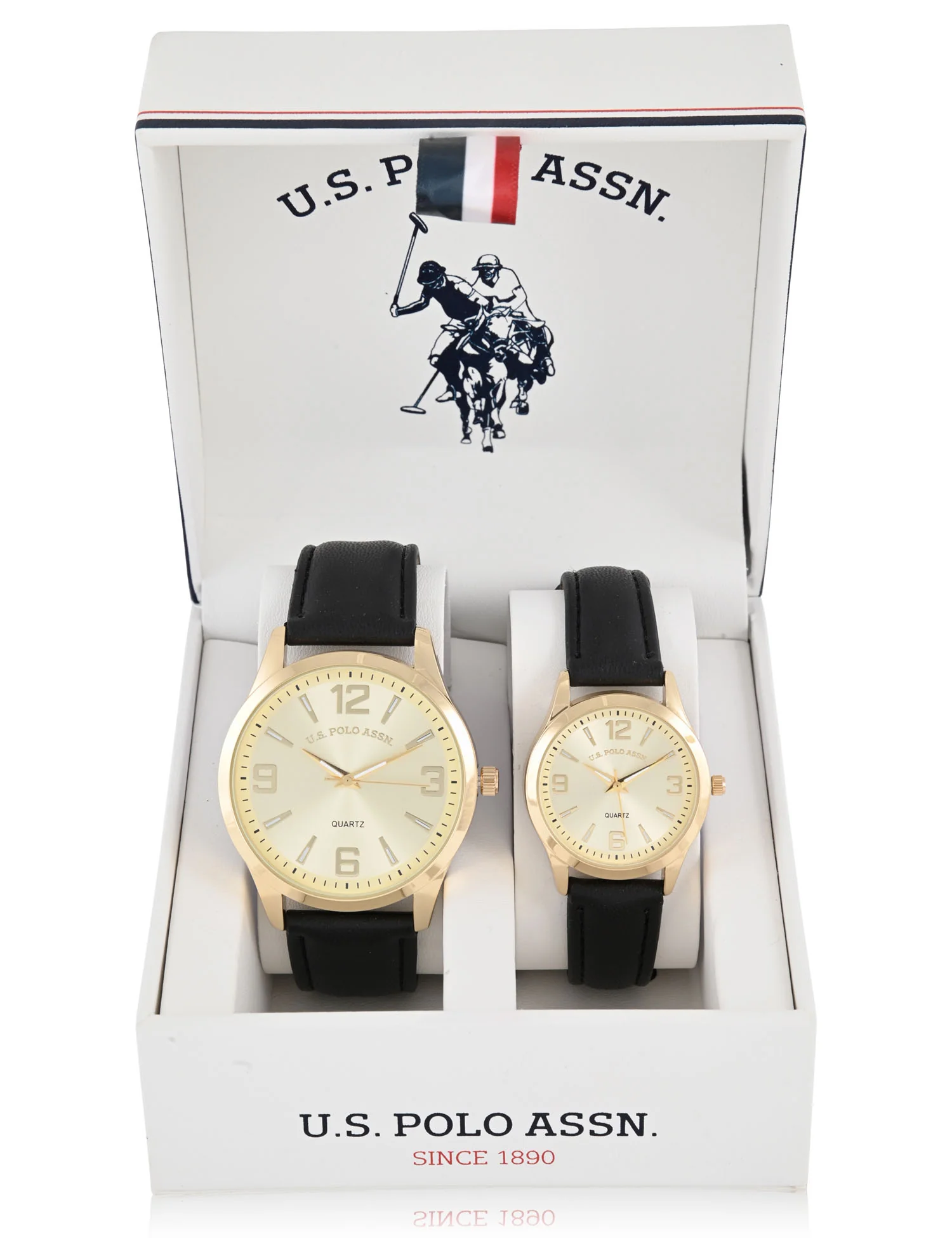 HIS AND HERS BLACK STRAP WATCH SET