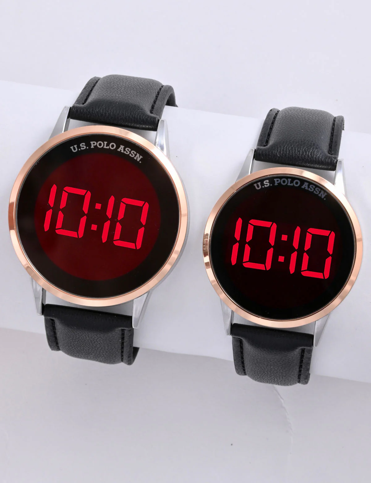 HIS AND HERS BLACK W ROSE ACCT LED WATCH SET