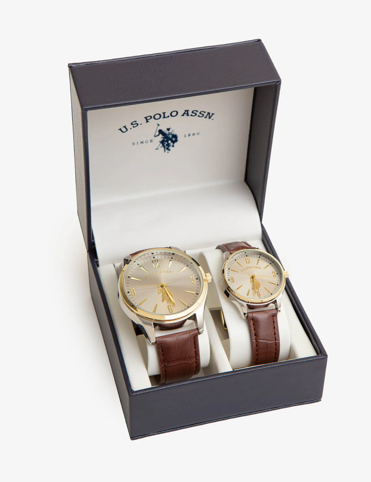 HIS AND HERS BROWN STRAP WATCH SET