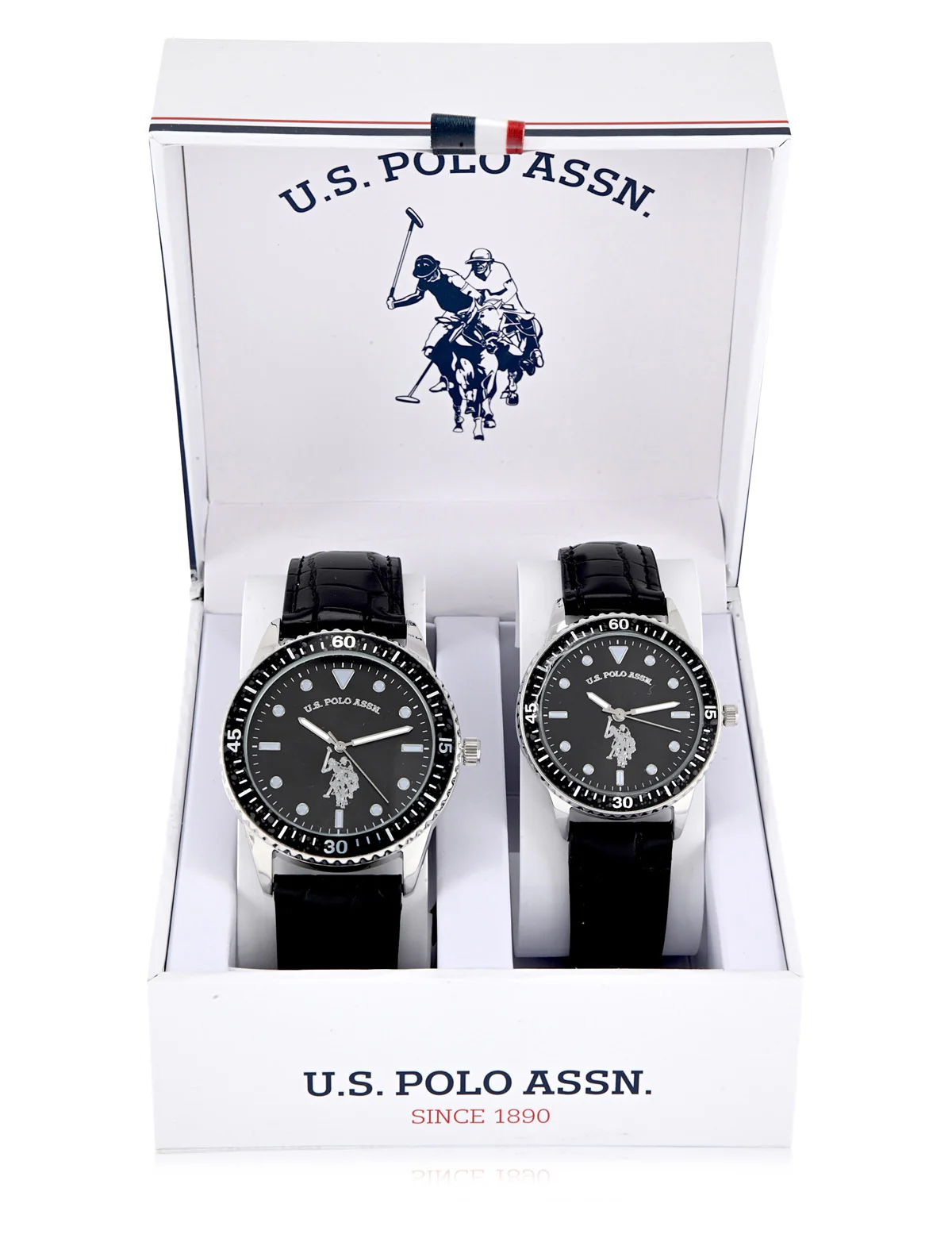 HIS AND HERS CLASSIC BLACK STRAP WATCH SET