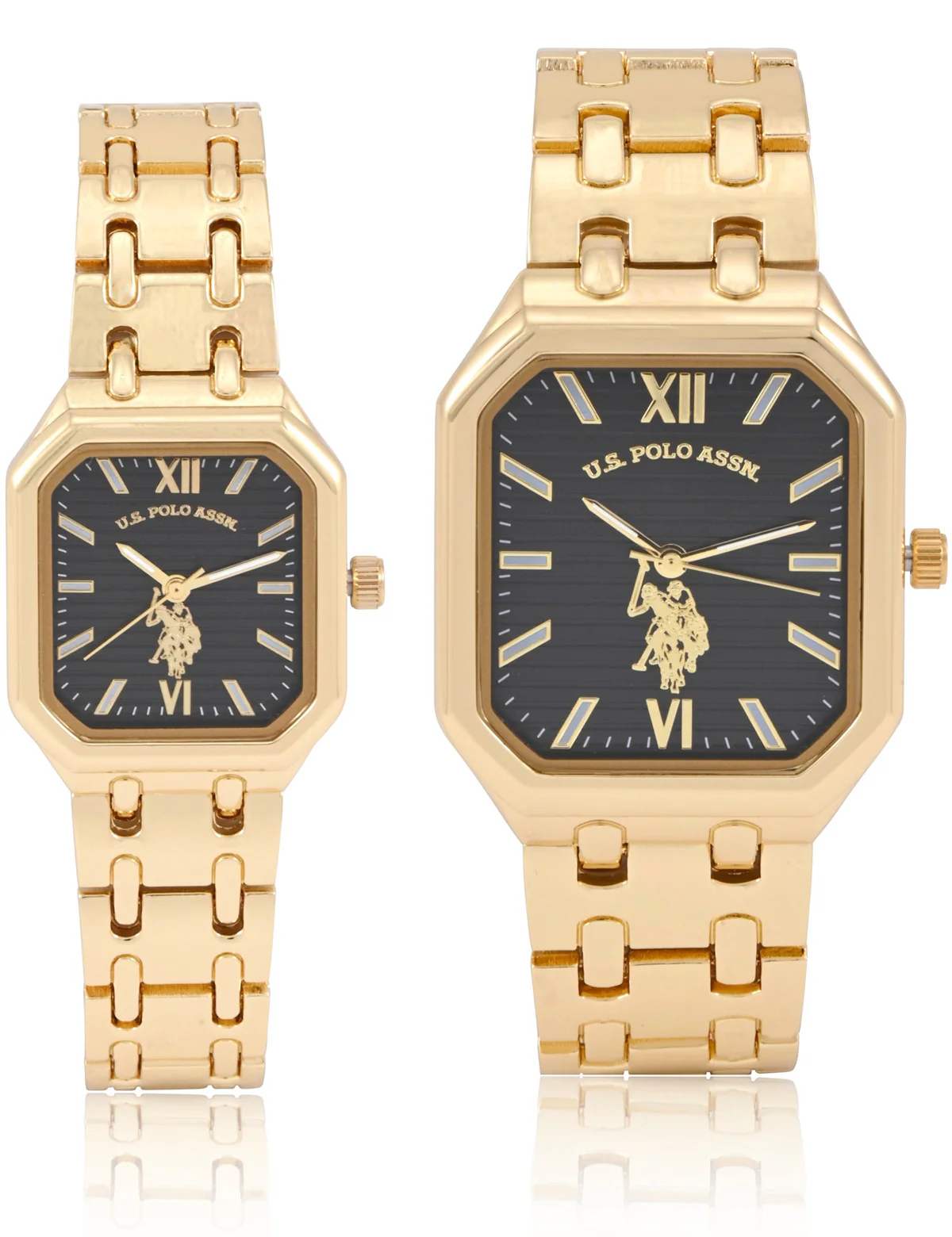 HIS AND HERS GOLD SQUARE LINK WATCH SET - Image 2
