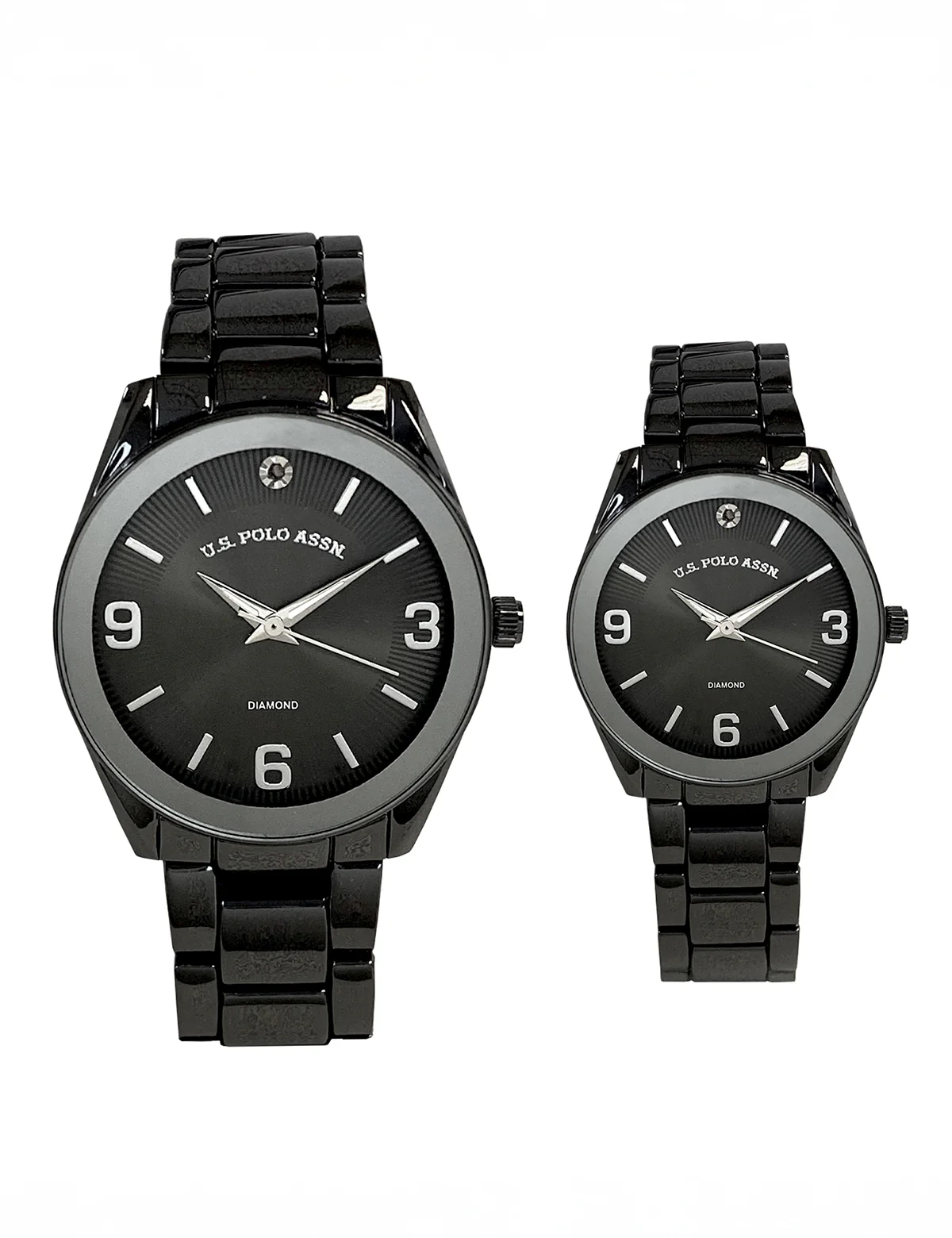 HIS AND HERS GUNMETAL DIAMOND LINK WATCH SET - Image 5