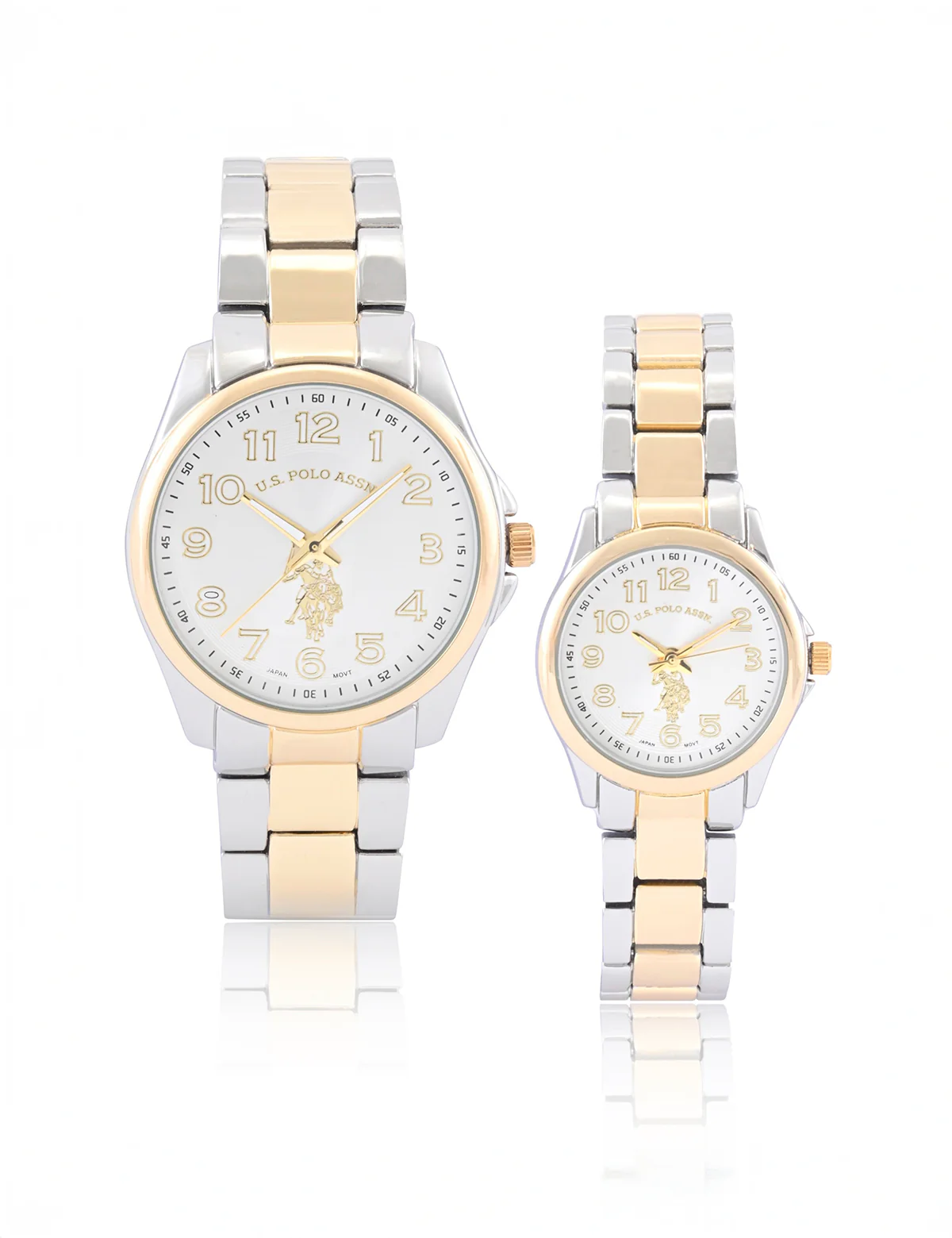 HIS AND HERS SILVER AND GOLD LINK WATCH SET - Image 3