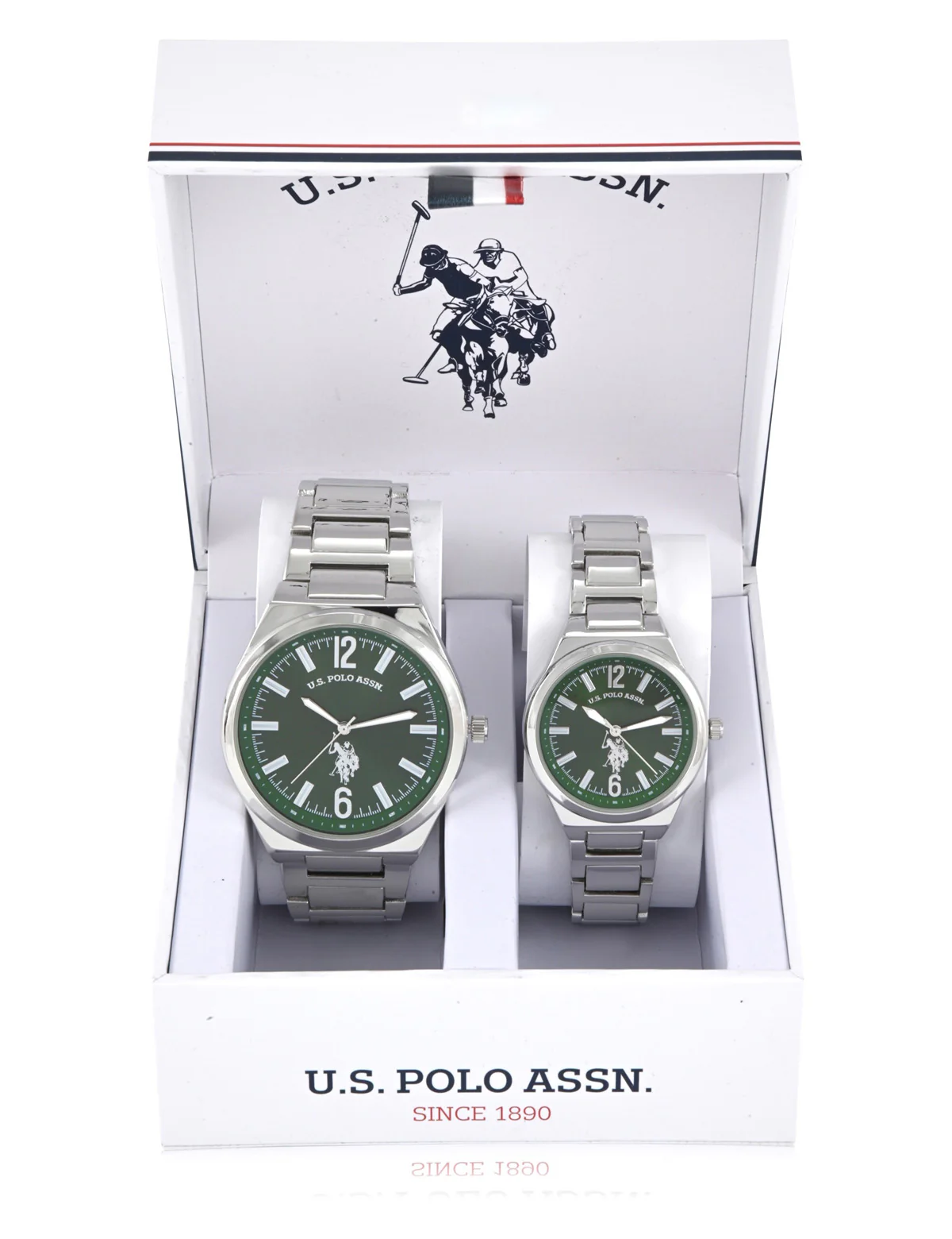 HIS AND HERS SILVER LINK WATCH SET