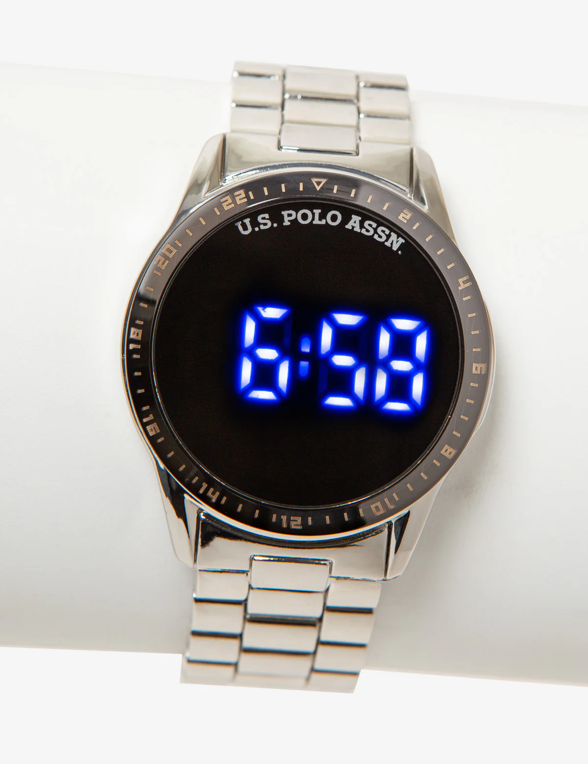 HIS AND HERS SILVER BRACELET BLUE LED WATCH SET - Image 2