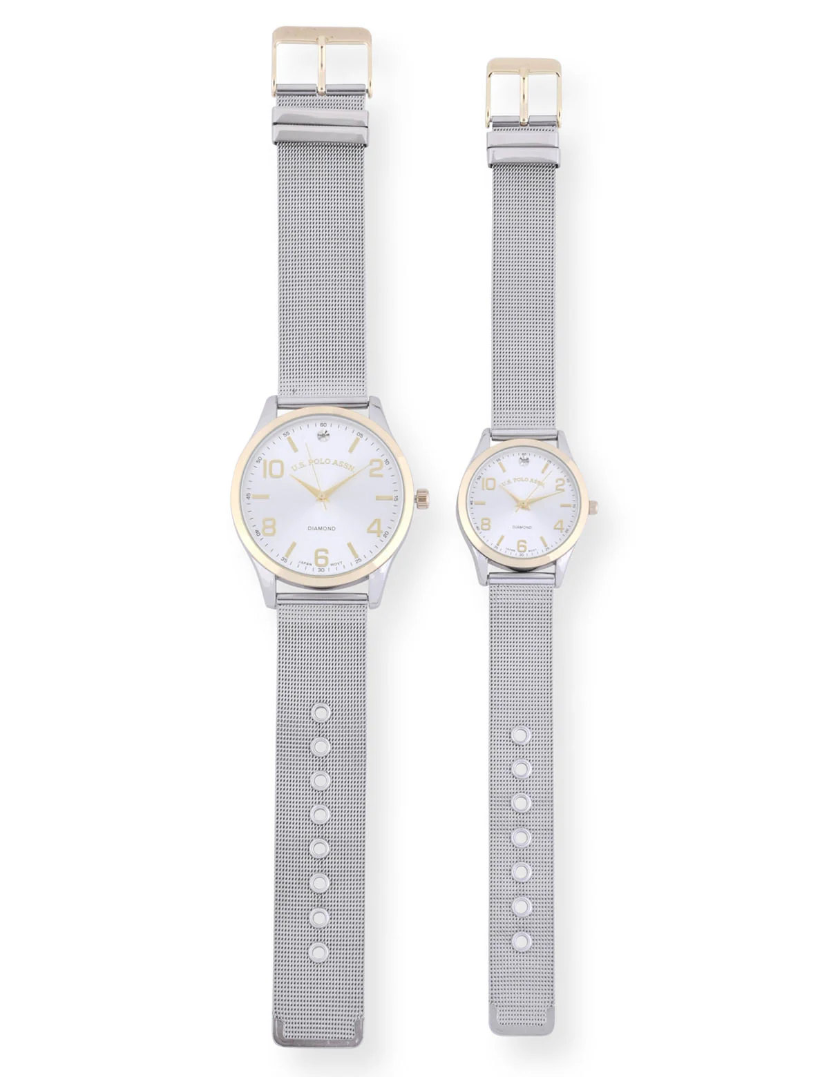 HIS AND HERS SILVER & GOLD MESH WATCH SET - Image 3