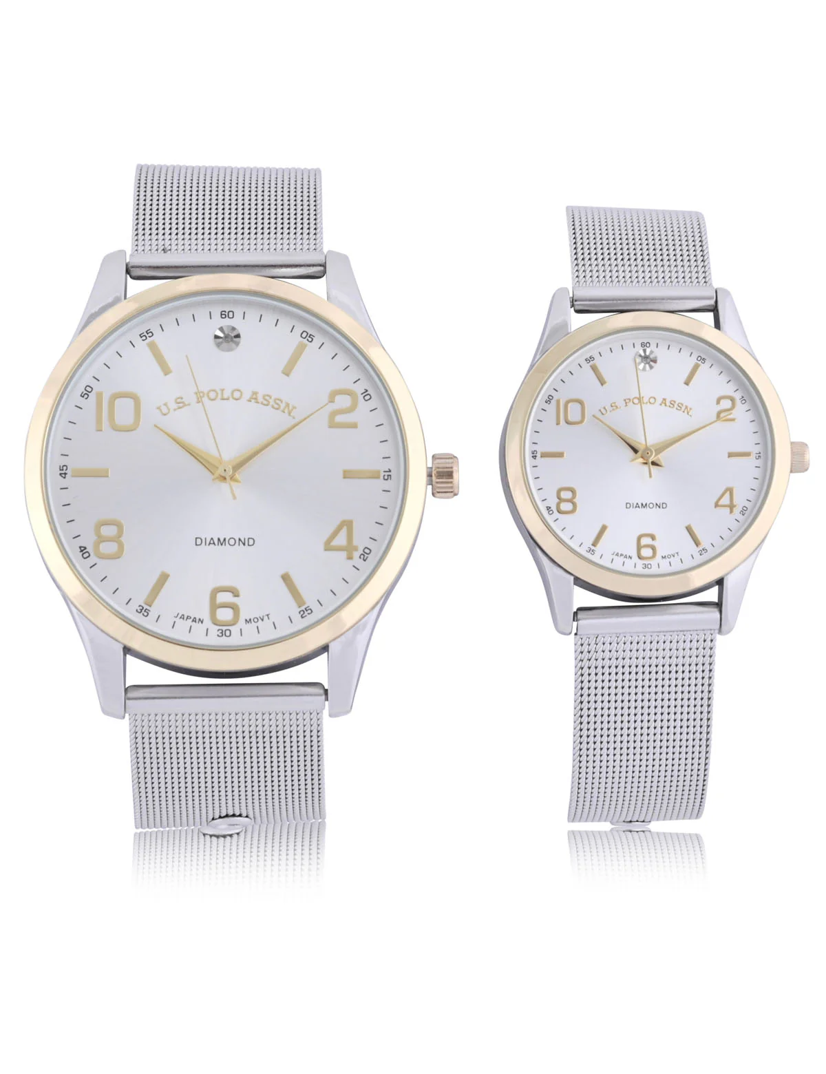 HIS AND HERS SILVER & GOLD MESH WATCH SET - Image 4