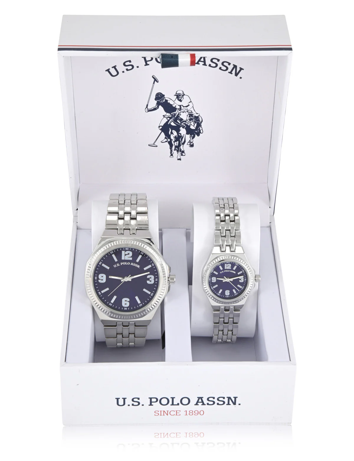 HIS AND HERS SILVER LINK WATCH SET