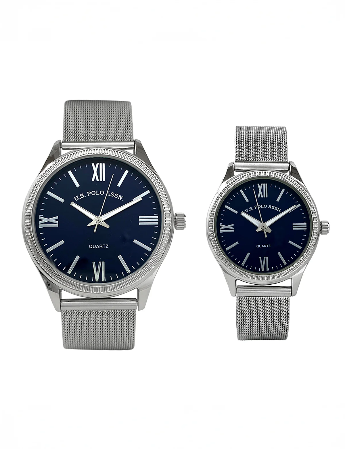 HIS AND HERS SILVER MESH STRAP WATCH SET - Image 5