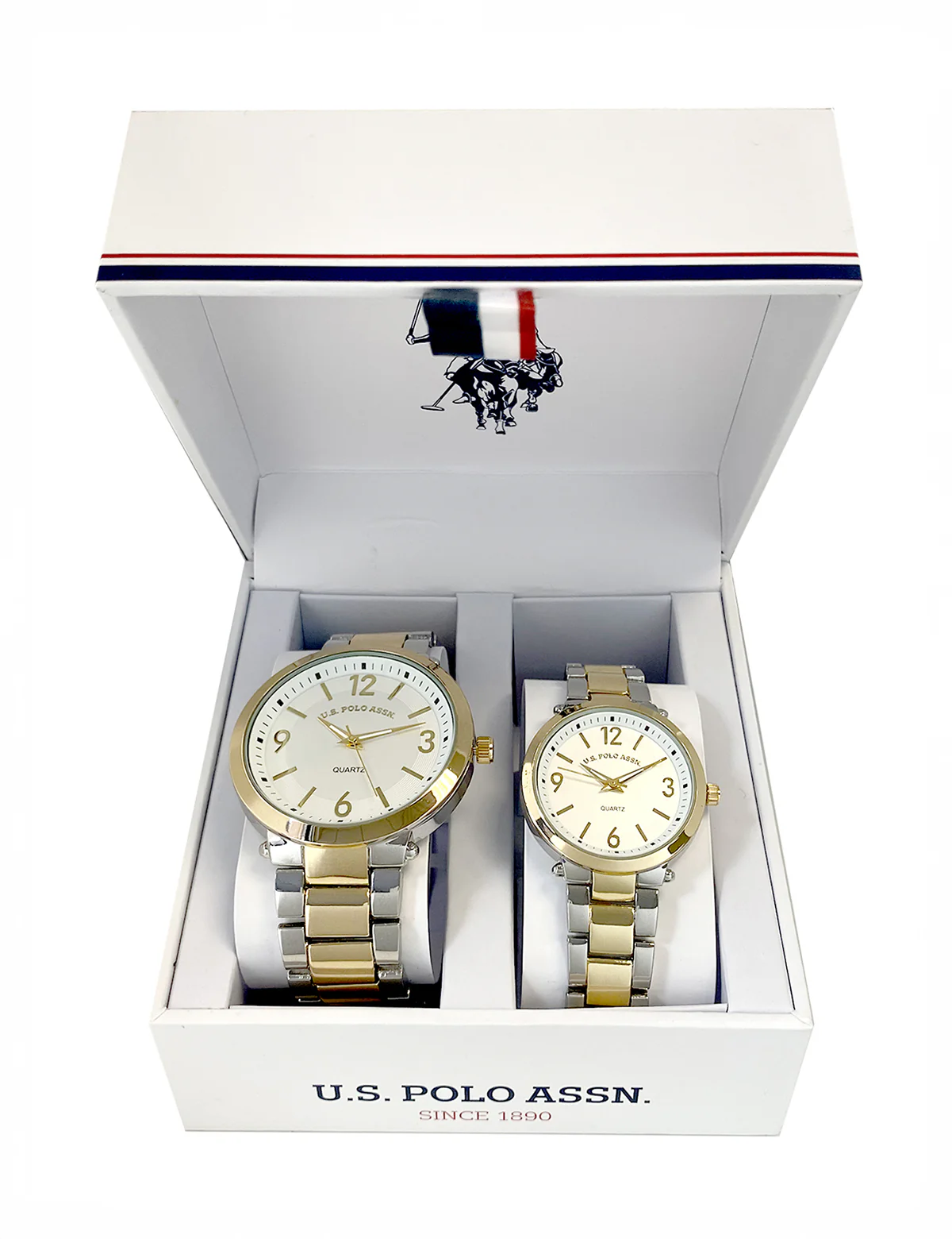 HIS AND HERS TWO TONE LINK WATCH SET