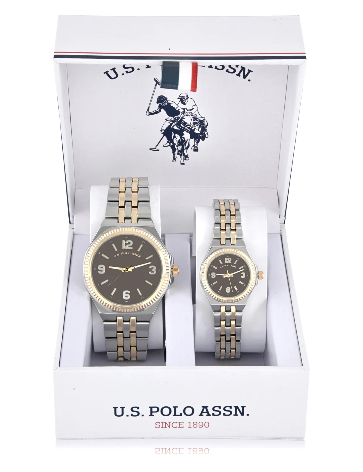 HIS AND HERS TWO TONE SILVER GOLD WATCH SET