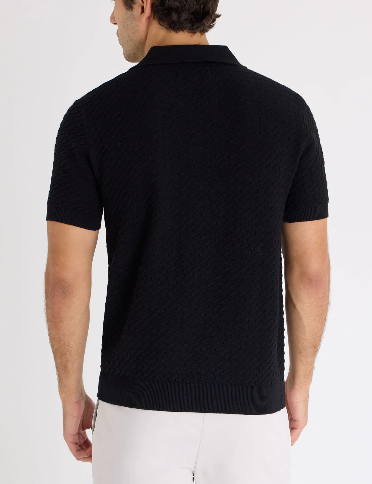 HONEYCOMB JOHNNY COLLAR SWEATER POLO SHIRT - Image 5