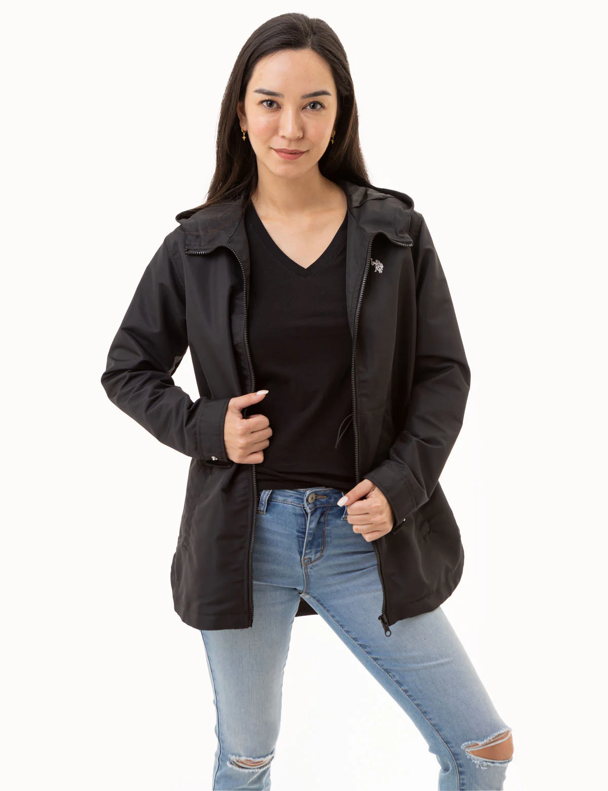HOODED LONG SPLIT HEM RAINCOAT - Image 2