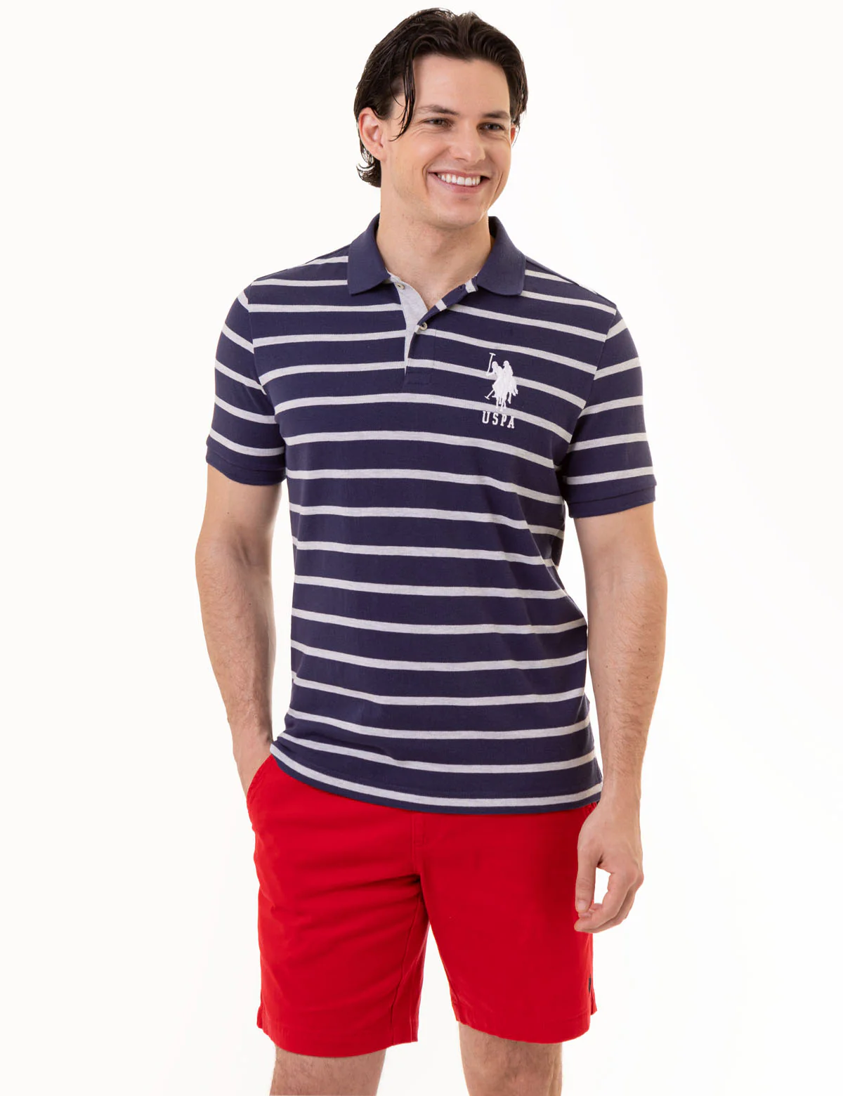 HORIZONTAL STRIPE PIQUE POLO SHIRT