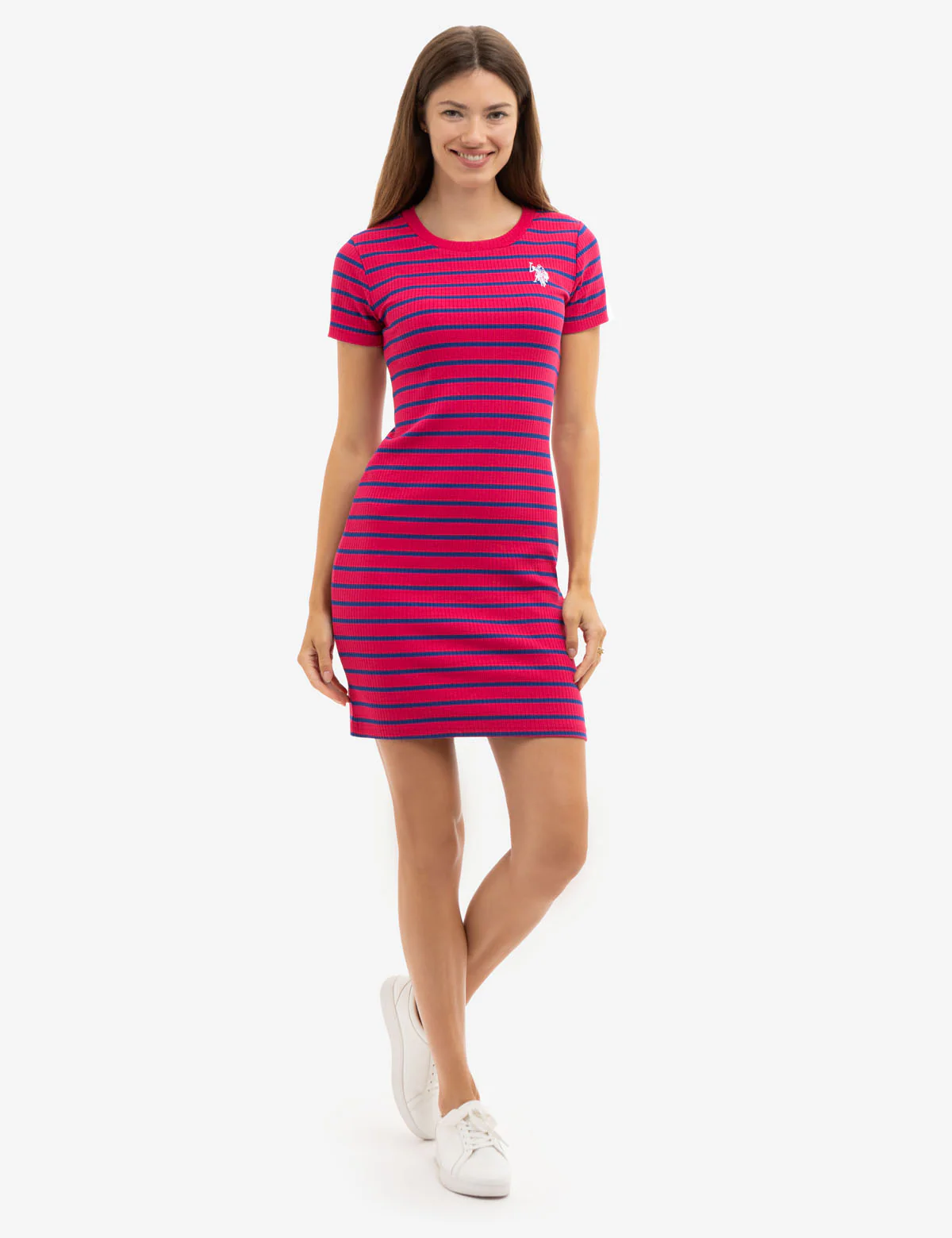HORIZONTAL STRIPE SHORT SLEEVE DRESS