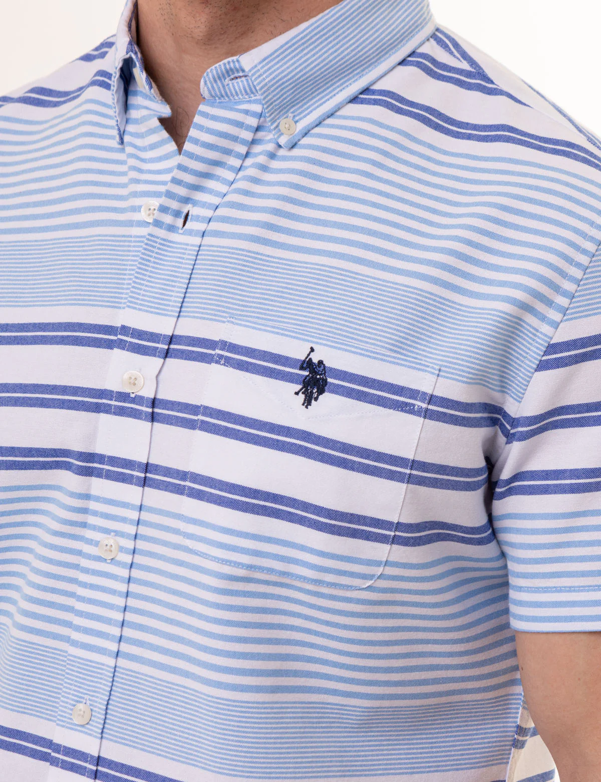 HORIZONTAL STRIPE SHORT SLEEVE OXFORD SHIRT - Image 3