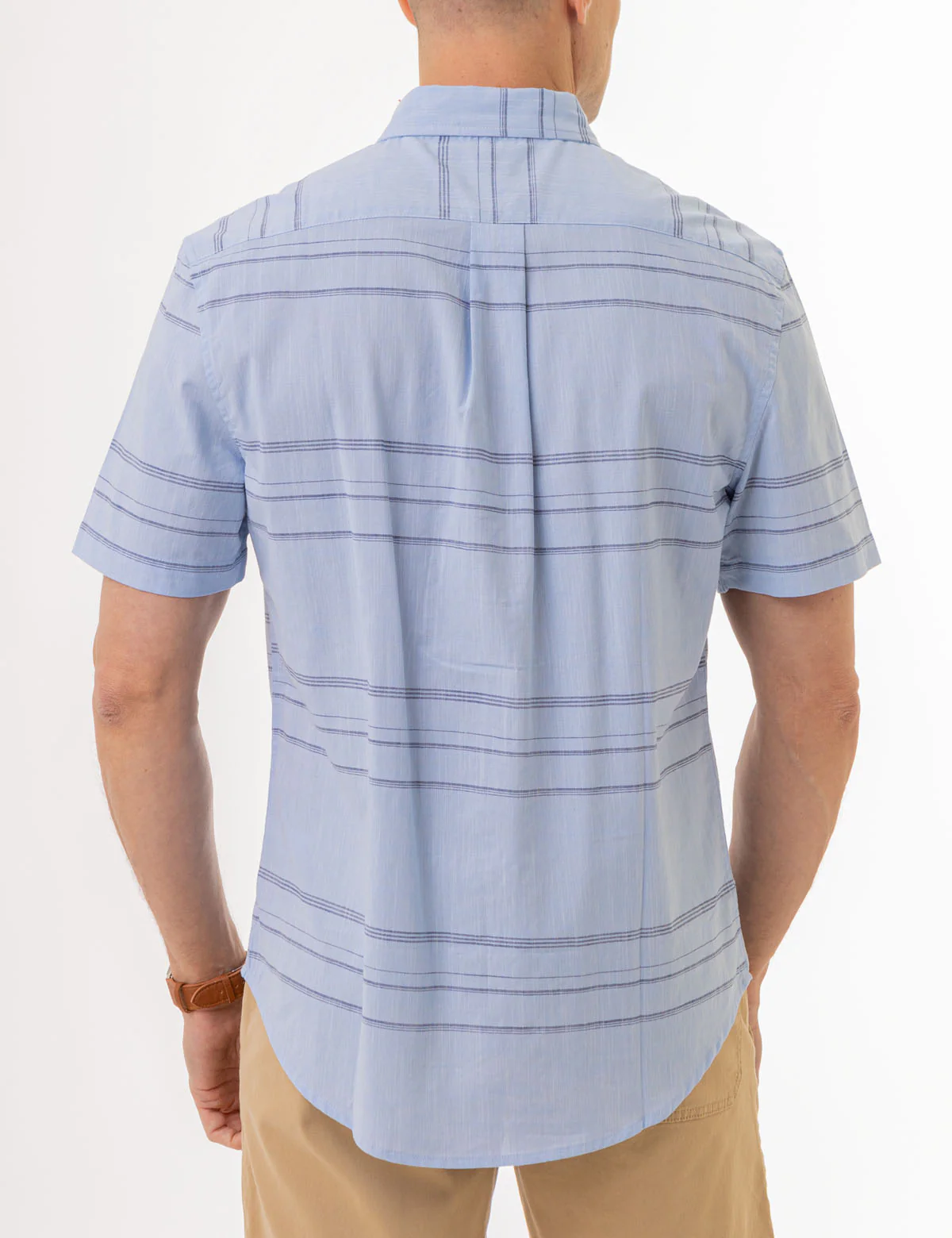 HORIZONTAL STRIPE SHORT SLEEVE WOVEN SHIRT - Image 4