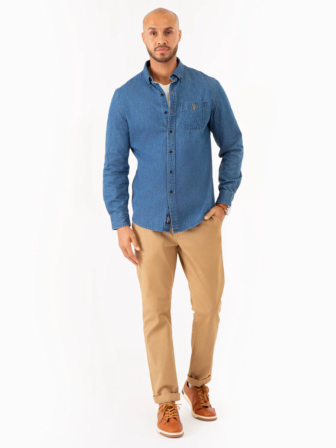 INDIGO LONG SLEEVE DENIM SHIRT - Image 2