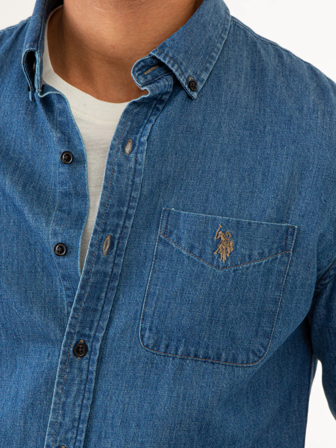 INDIGO LONG SLEEVE DENIM SHIRT - Image 3
