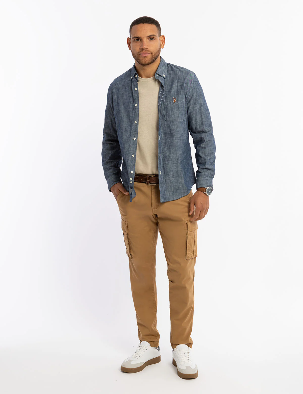 INDIGO SLUB CHAMBRAY LONG SLEEVE SHIRT - Image 3