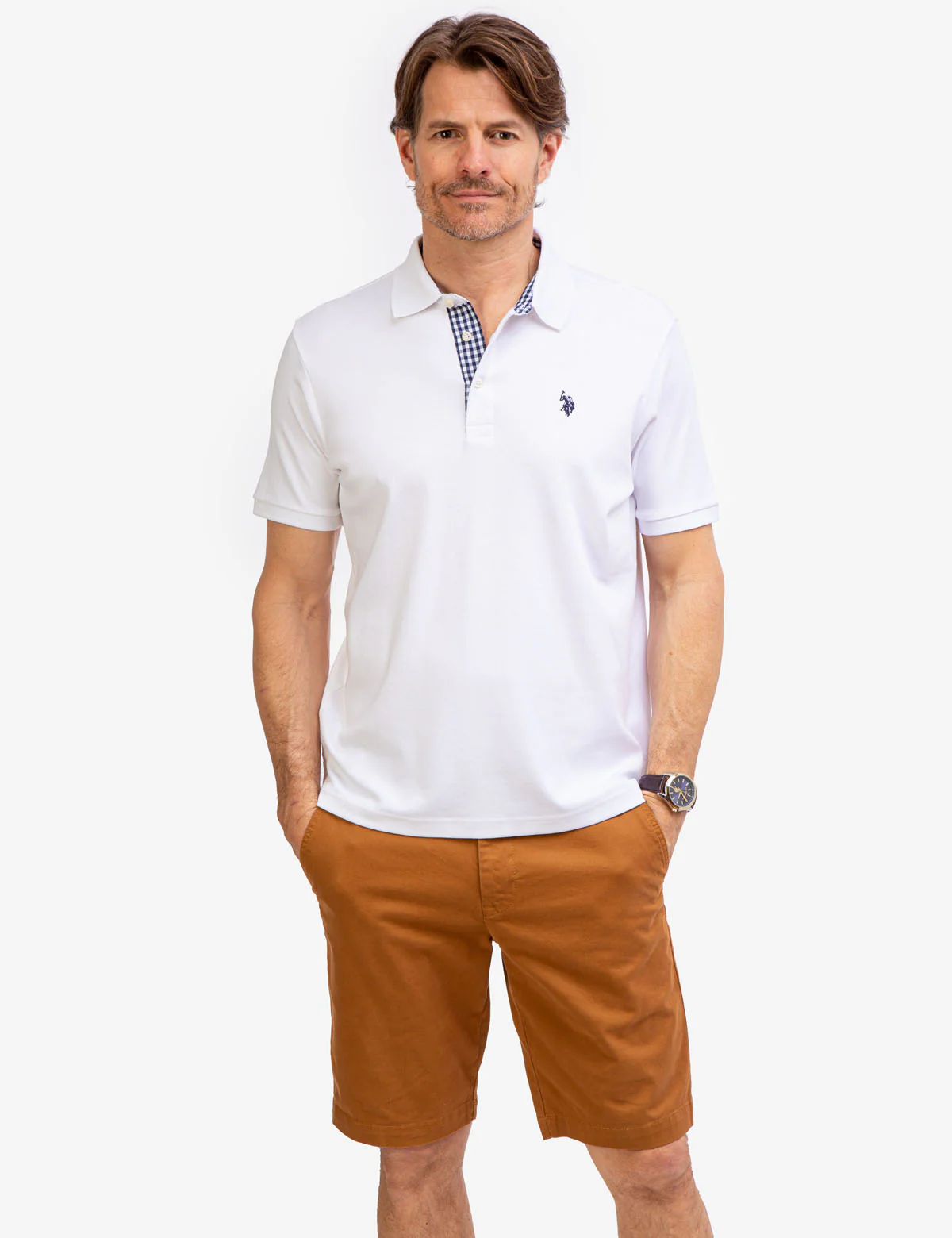 INTERLOCK GINGHAM TRIM POLO SHIRT