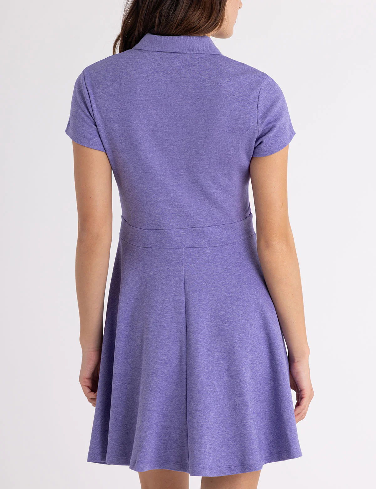 INTERLOCK HEATHER FIT AND FLARE POLO DRESS - Image 10