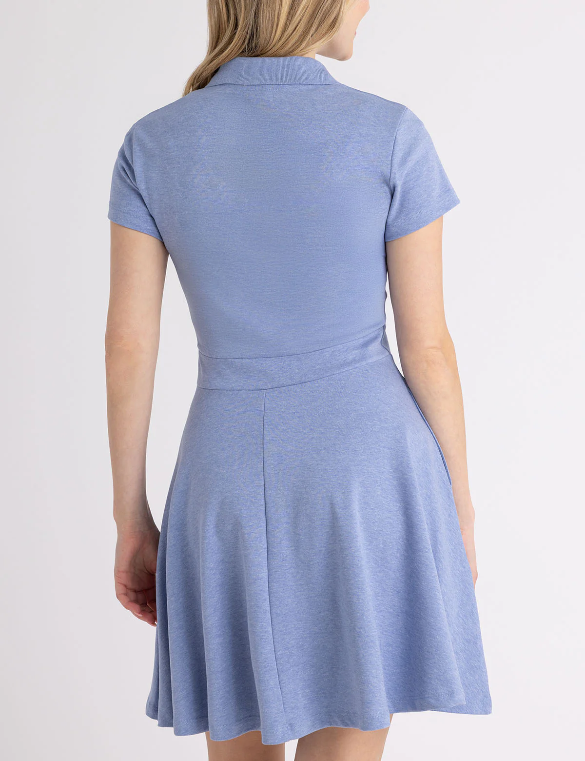 INTERLOCK HEATHER FIT AND FLARE POLO DRESS - Image 5
