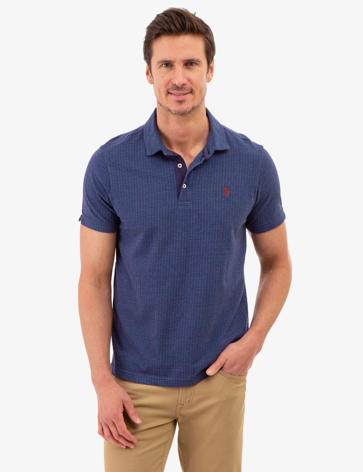JACQUARD PATTERN JERSEY POLO SHIRT