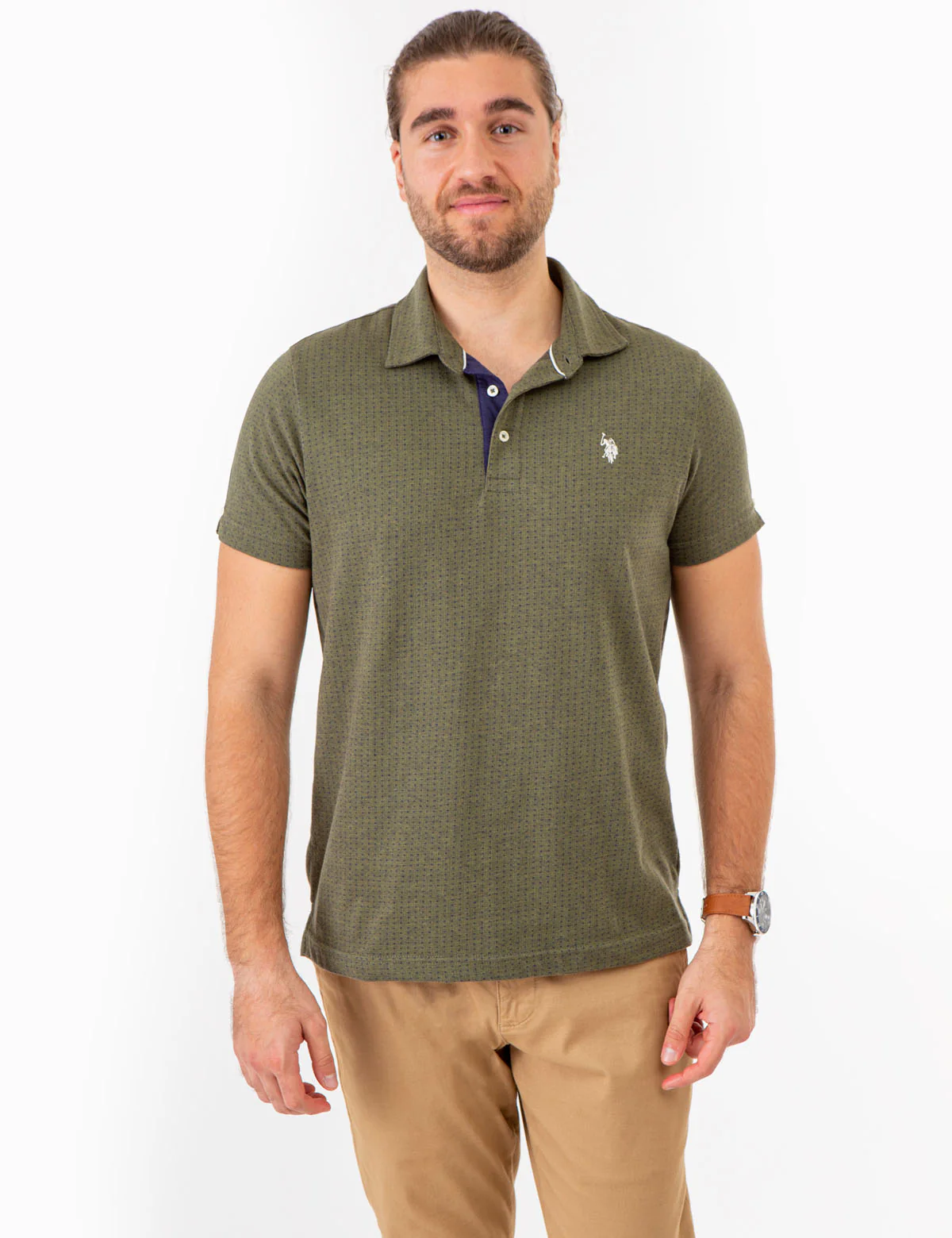 JACQUARD PATTERN JERSEY POLO SHIRT