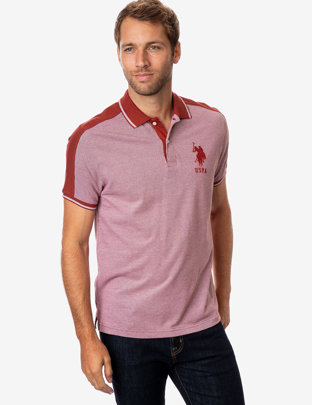 JACQUARD SHOULDER STRIPE POLO SHIRT - Image 10