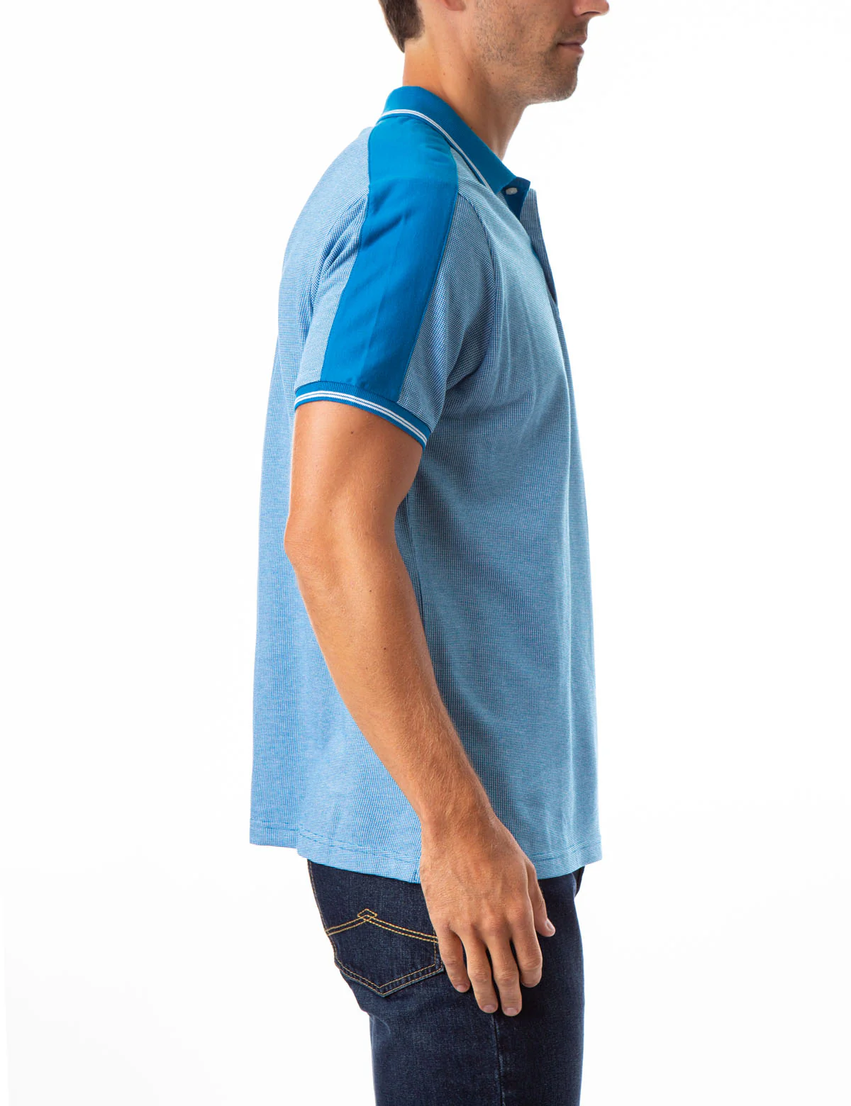 JACQUARD SHOULDER STRIPE POLO SHIRT - Image 3