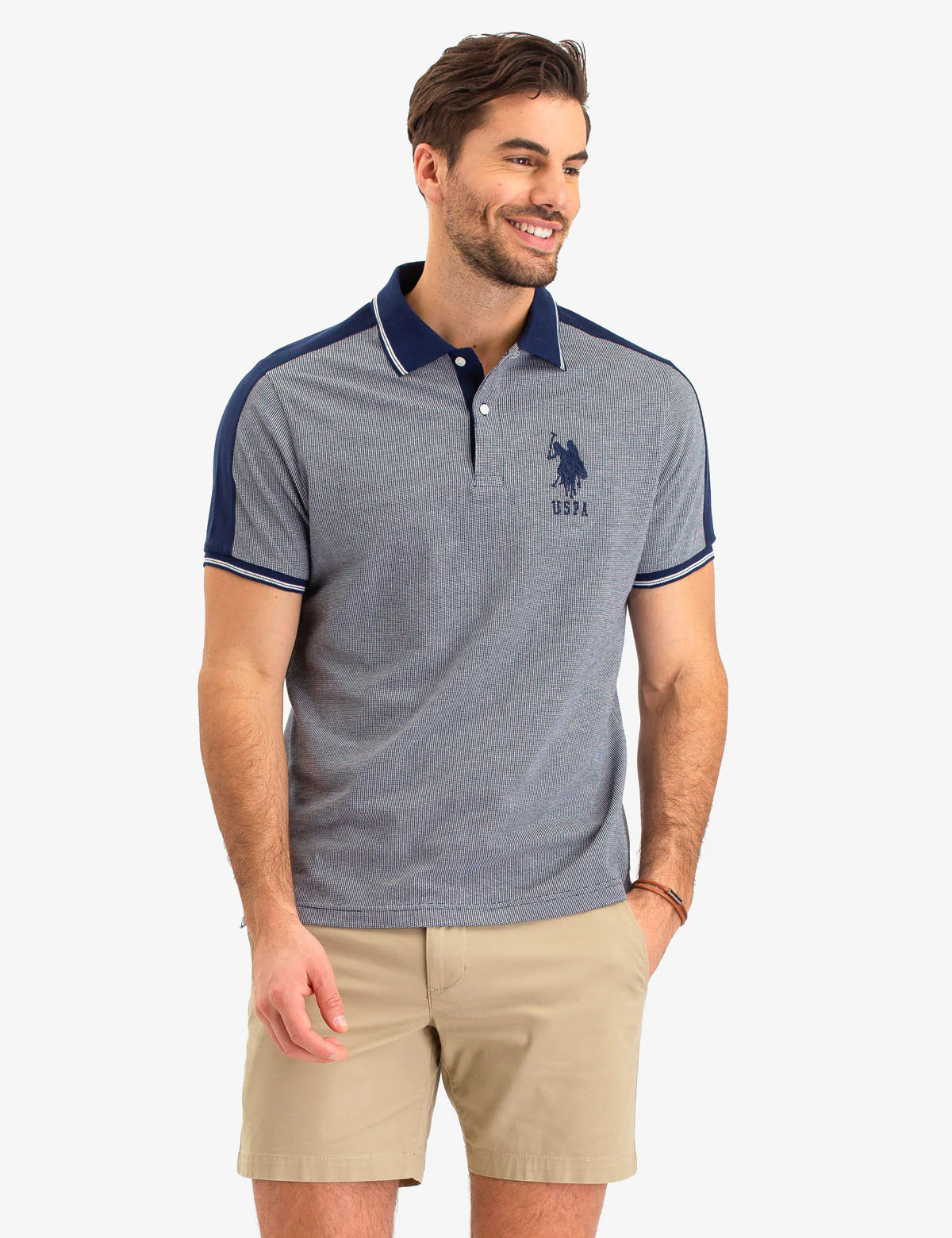 JACQUARD SHOULDER STRIPE POLO SHIRT - Image 5