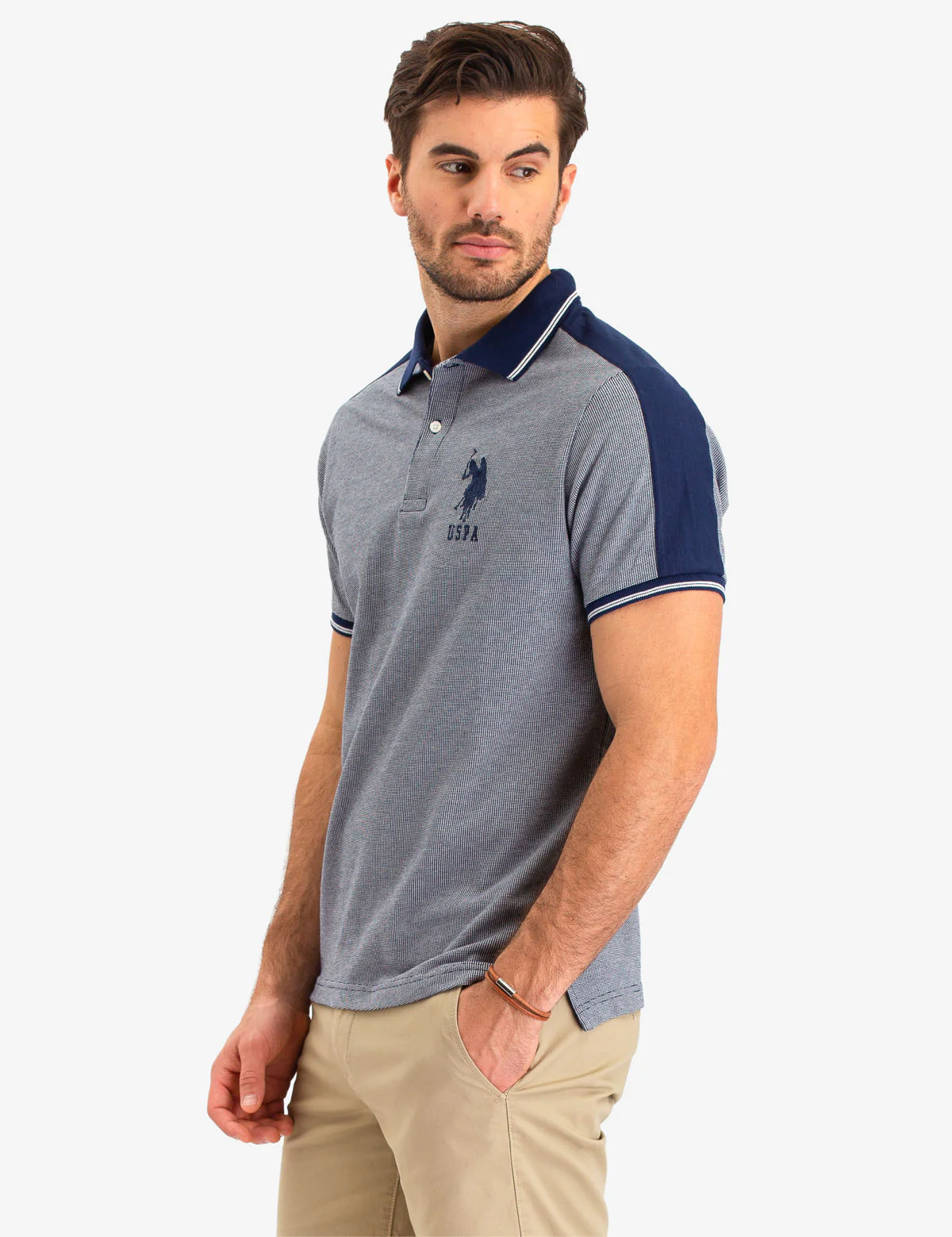 JACQUARD SHOULDER STRIPE POLO SHIRT - Image 7