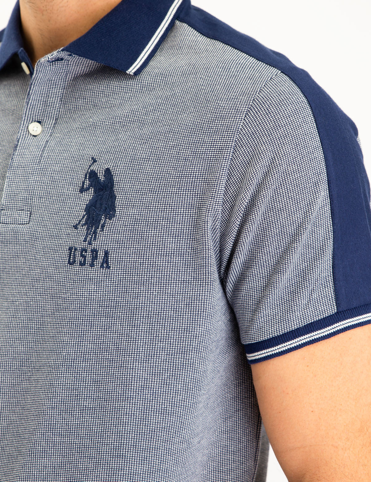 JACQUARD SHOULDER STRIPE POLO SHIRT - Image 9